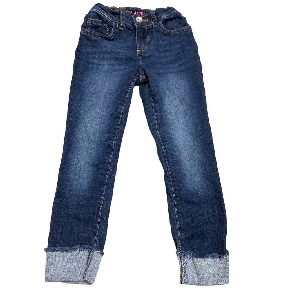 The Childrens Place cuffed blue jeans with gathered waist size 6X/7!